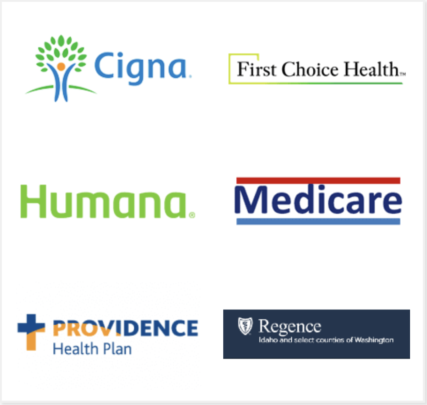 Accepted Insurance Providers