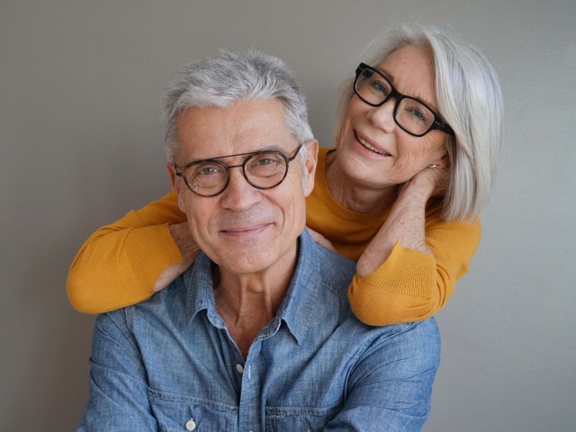 Couple wearing glasses